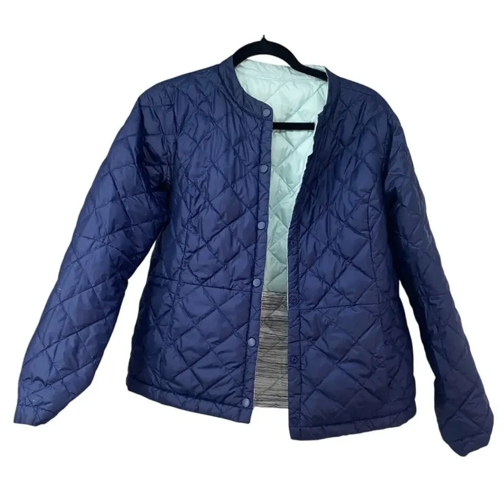 Lole Kora Reversible Down Jacket Mint black white / Solid Blue Size Large